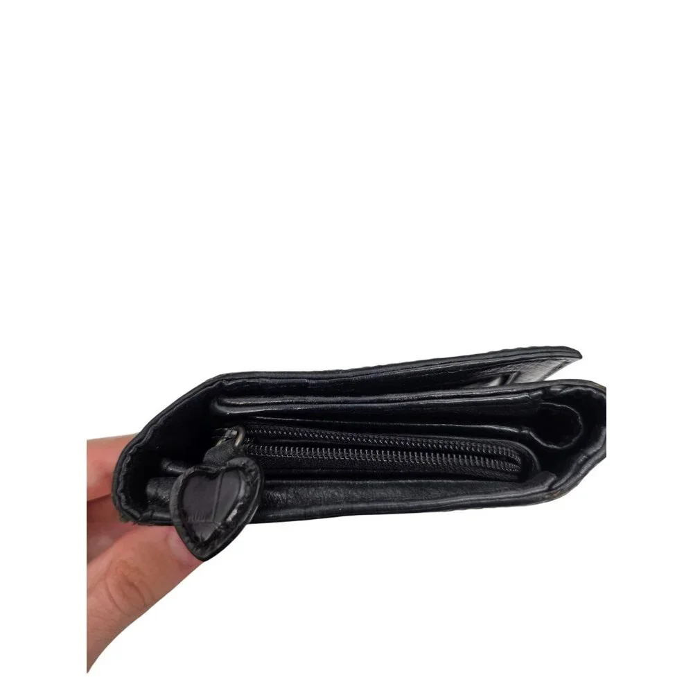 Brighton Black Croc Embossed Leather Wallet‎ With Silver Accent